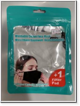 Baumwoll Gesichtsmaske waschbar +1 Filter/Aktivkohle *grau