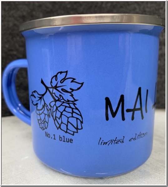 "MAI Haferl" limited Edition *blue*Emailletasse 12oz mit Silberrand