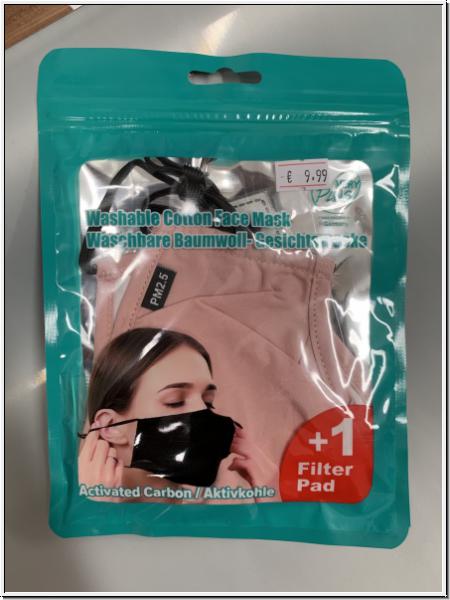 Baumwoll Gesichtsmaske waschbar +1 Filter/Aktivkohle *rose
